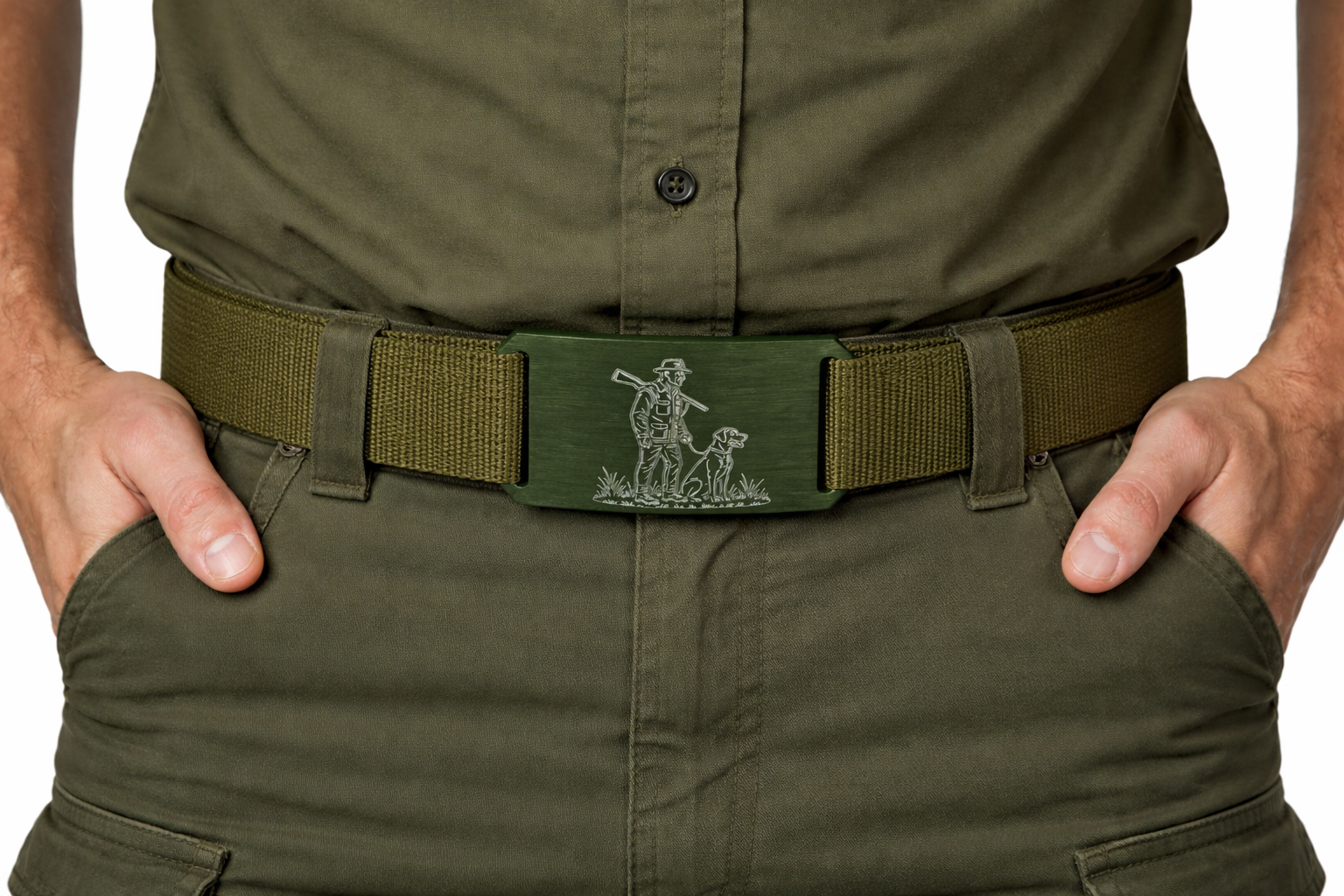 CRIOS Branding Belt Unisex Alu Schnalle Jäger Hund Grün Förster