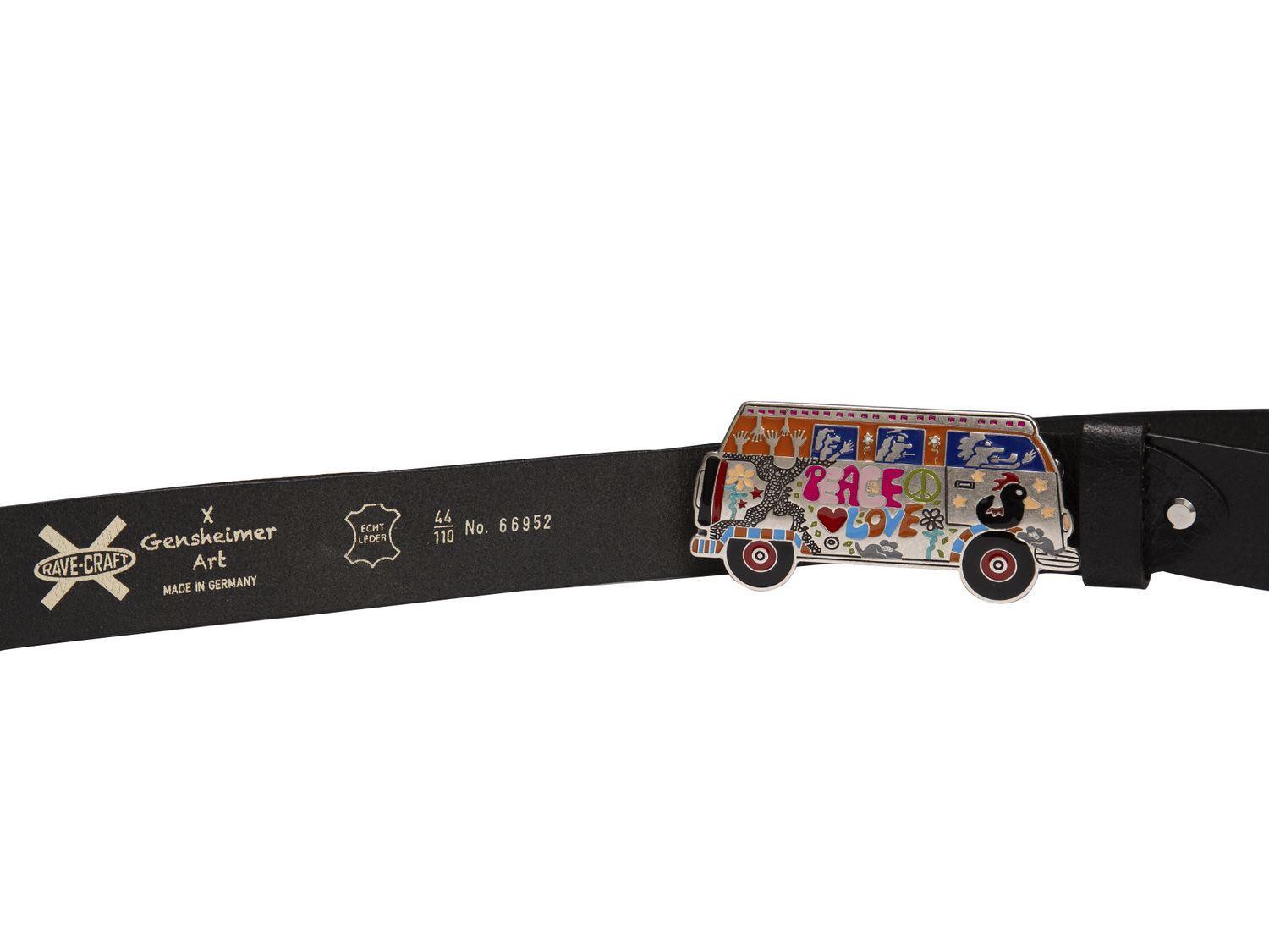 Rave-Craft Ledergürtel Gensheimer X-Art-Gürtel 66952 Multicolor VW Bus Schnalle