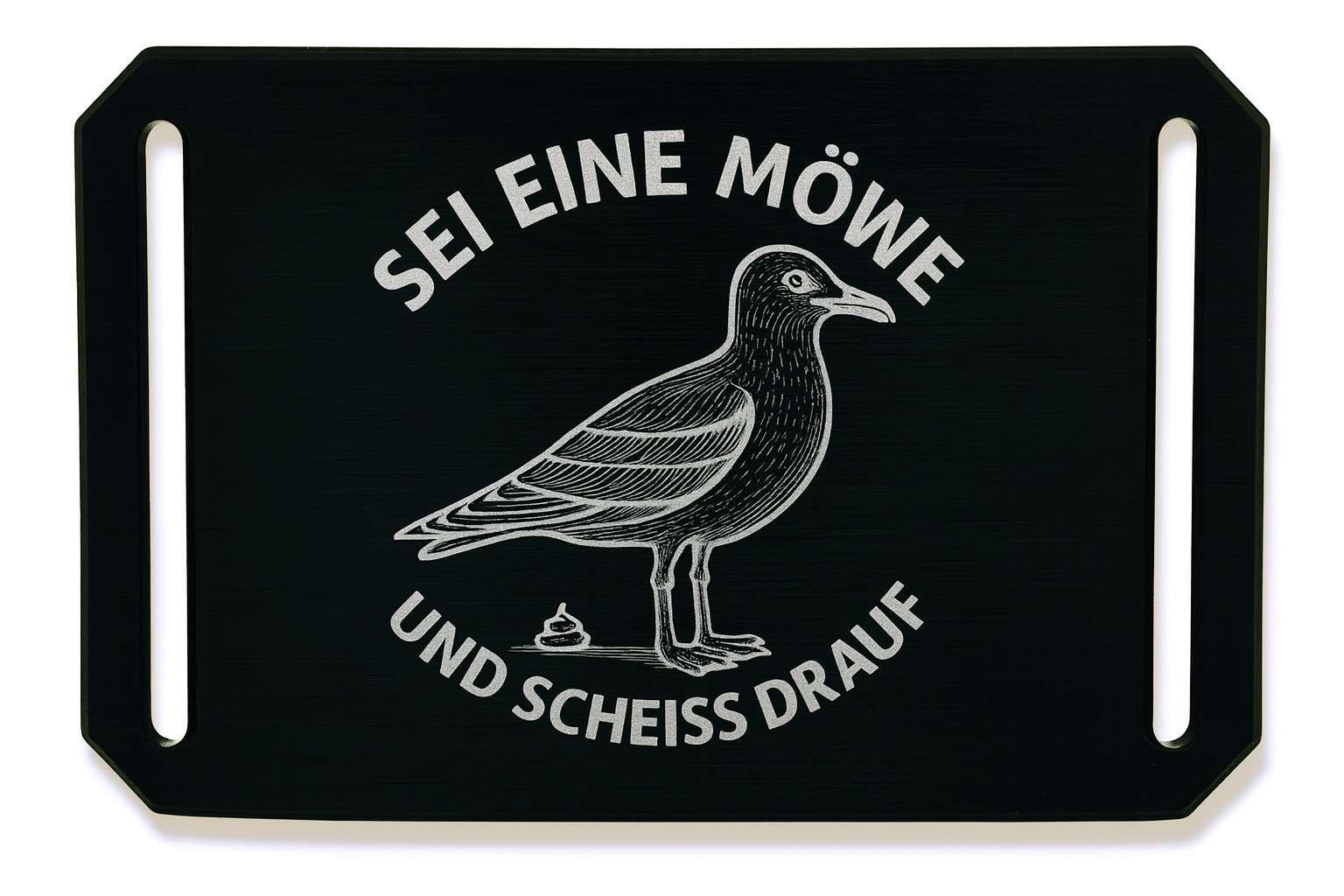 CRIOS Sei eine Möwe Gürtel Aluminium Schnalle inkl. Gravur Gurt Schwarz