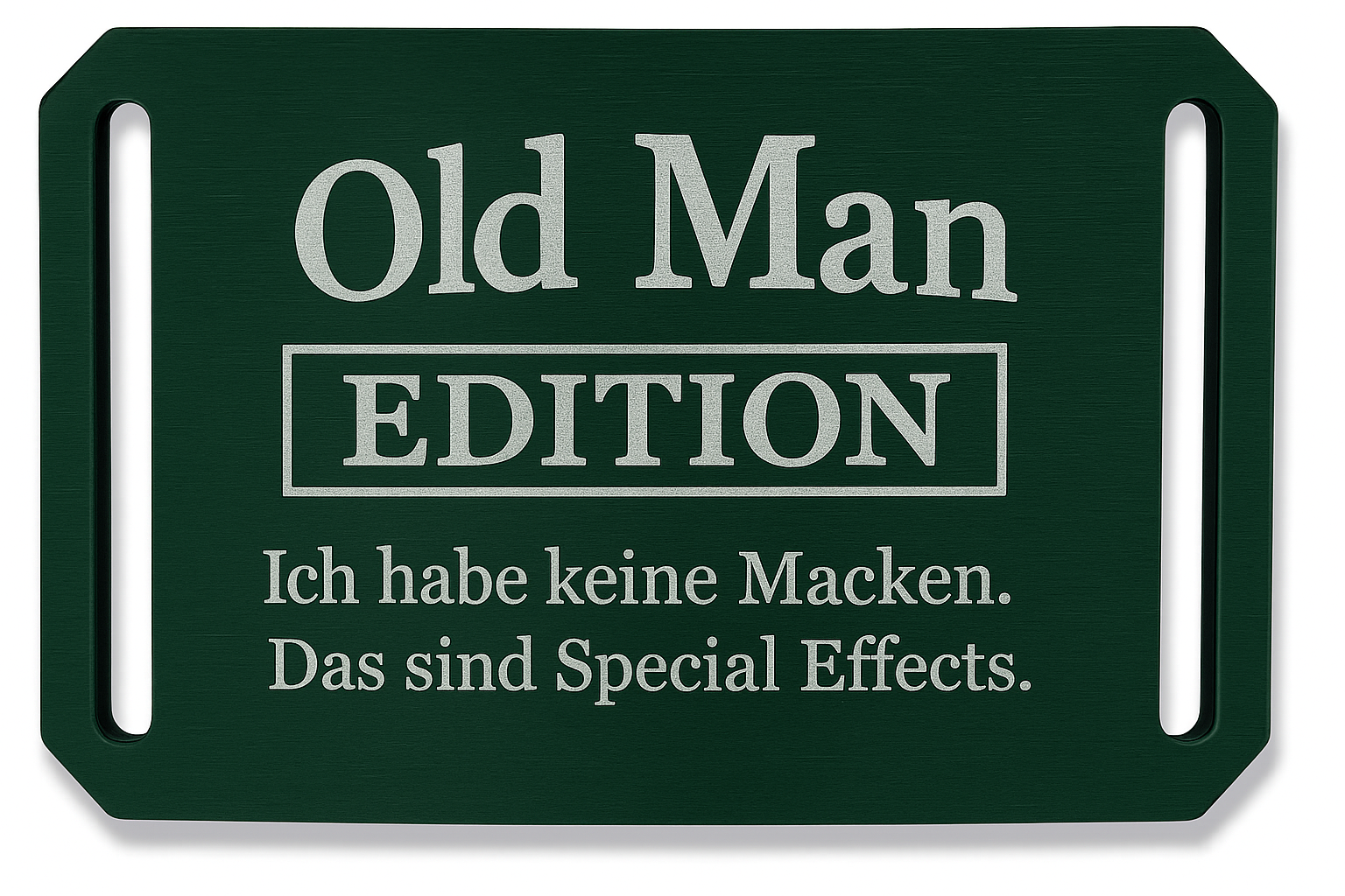CRIOS Logo Old Man Gürtel Aluminium Schnalle Schwarz und Gurt Grau