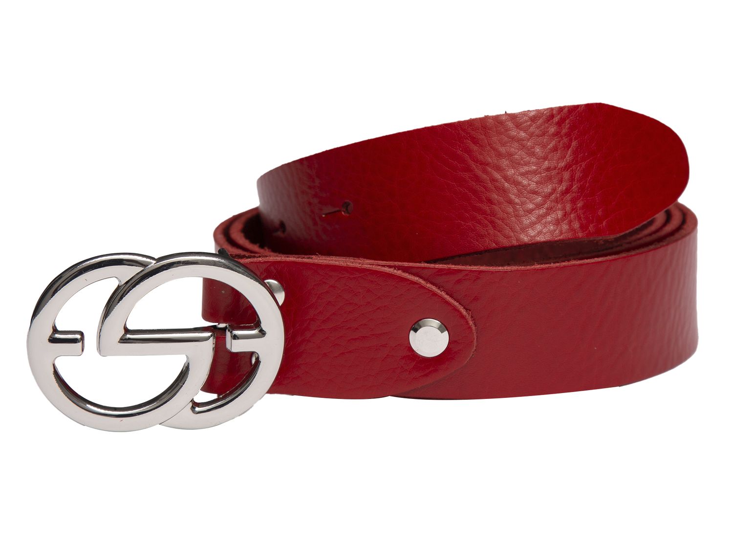 RAVE CRAFT Damen Gürtel 2 Ring Schnalle Modegürtel Rot Made in Germany