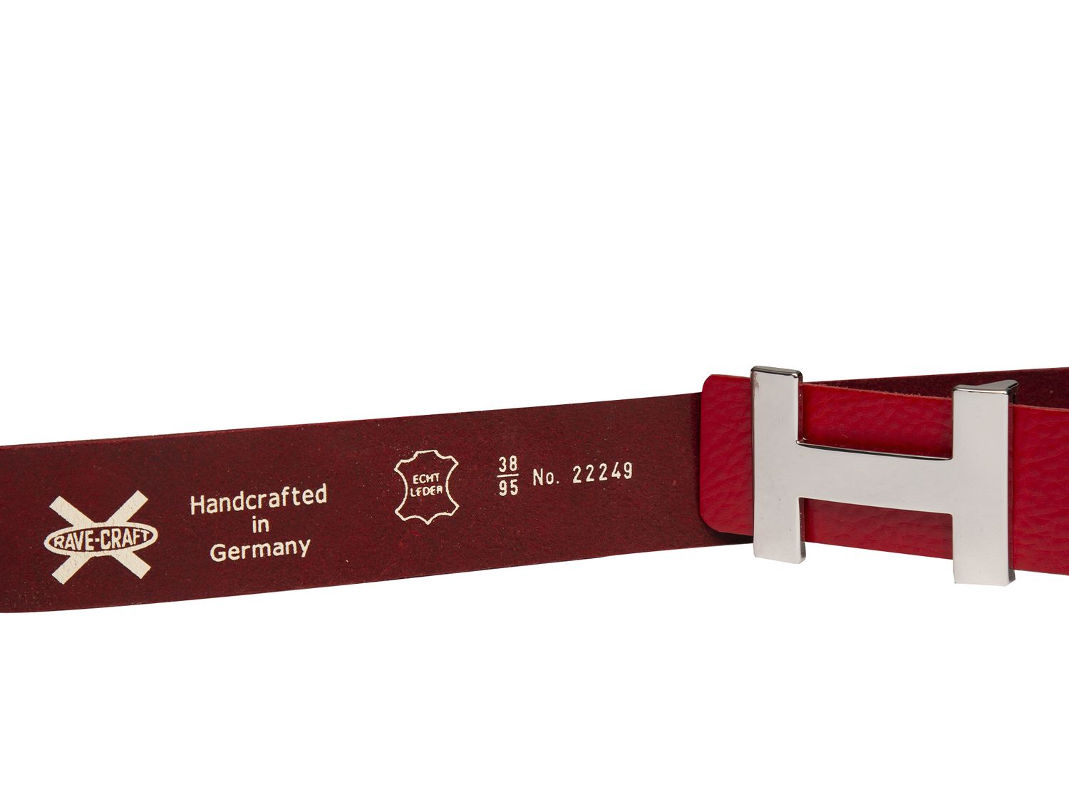 RAVE CRAFT Damen Gürtel 4 cm Leder H-Schnalle Modegürtel 22249 Rot Made in Germany
