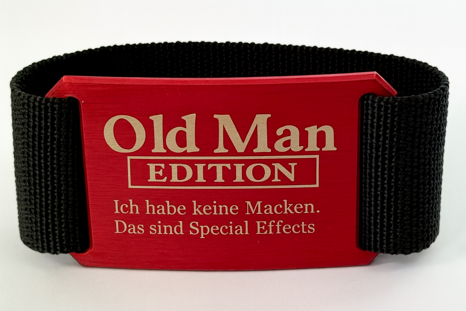 CRIOS Logo Old Man Gürtel Aluminium Schnalle Schwarz und Gurt Grau