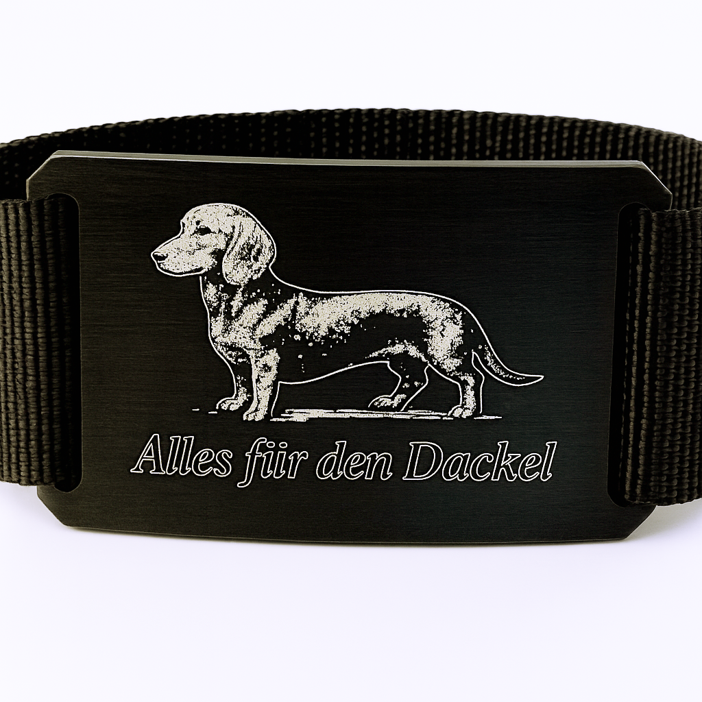 CRIOS Alles für den Dackel Dachshund Gürtel Aluminium Schnalle und Gurt Schwarz