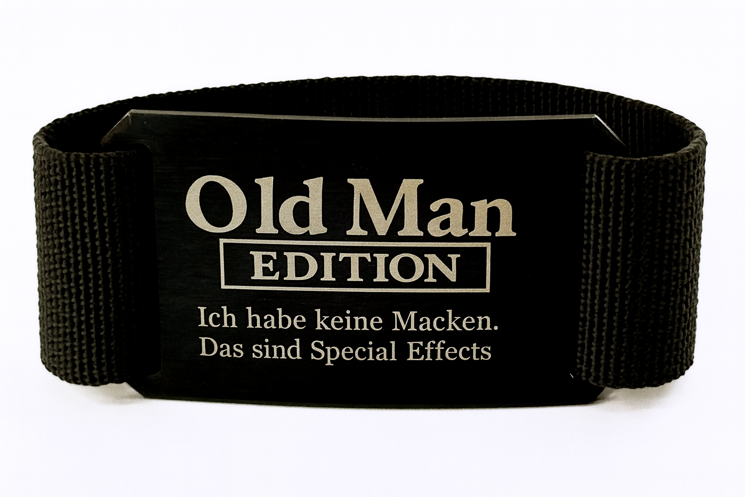 CRIOS Logo Old Man Gürtel Aluminium Schnalle Schwarz und Gurt Grau