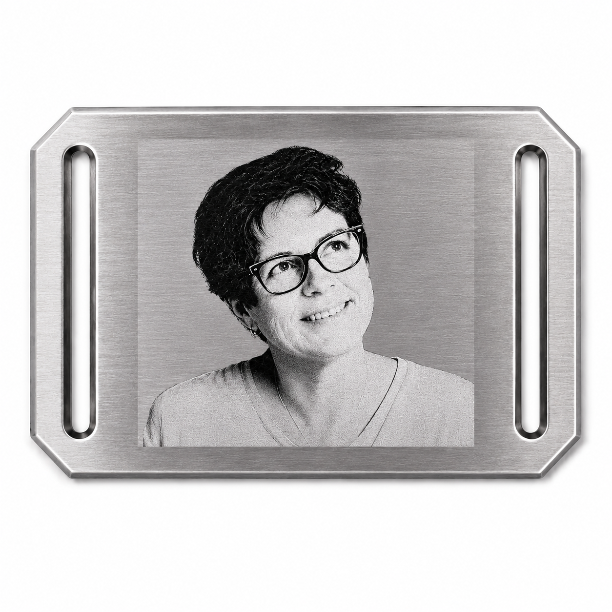 Personalisierte Edelstahlschnalle Gurt 30 mm mit Fotogravur | Wunschbild | CRIOS