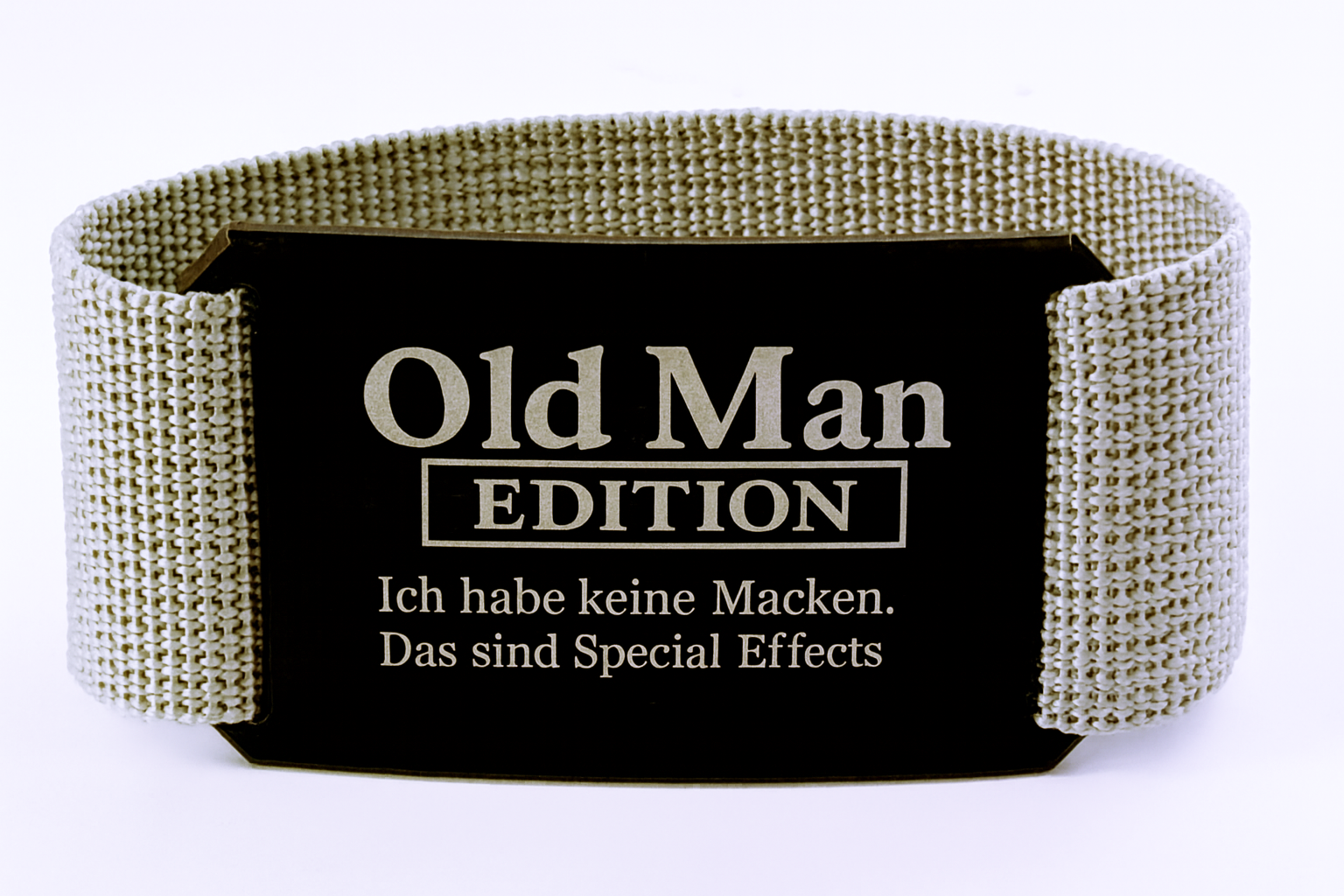 CRIOS Logo Old Man Gürtel Aluminium Schnalle Schwarz und Gurt Grau