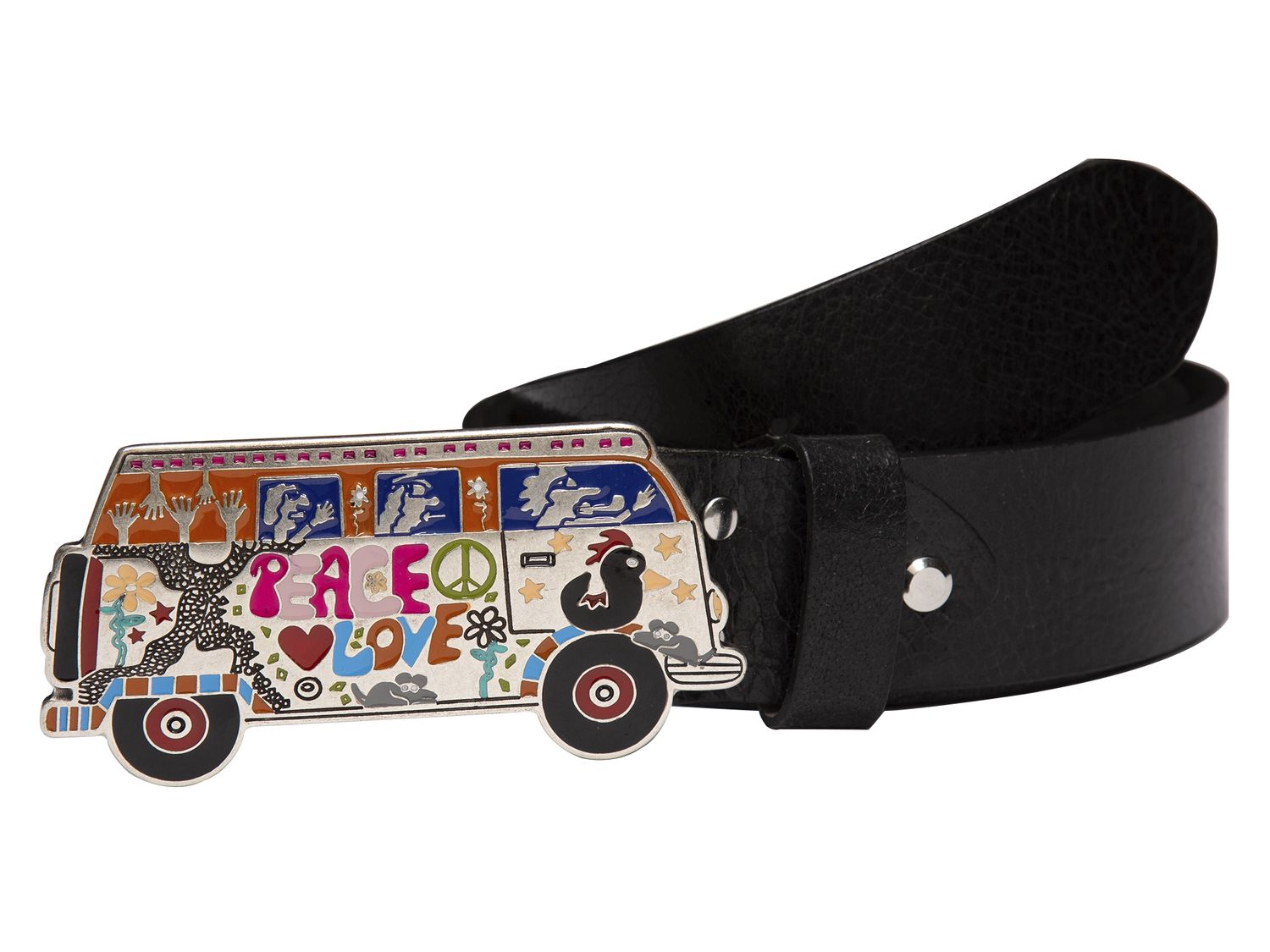 Rave-Craft Ledergürtel Gensheimer X-Art-Gürtel 66952 Multicolor VW Bus Schnalle