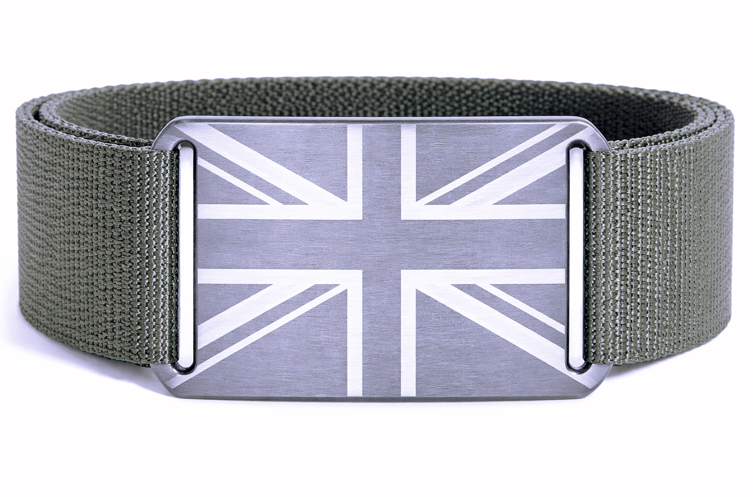 CRIOS Branding Belts Alu Schnalle Aluminium Gürtel Gurt Union Jack Grau
