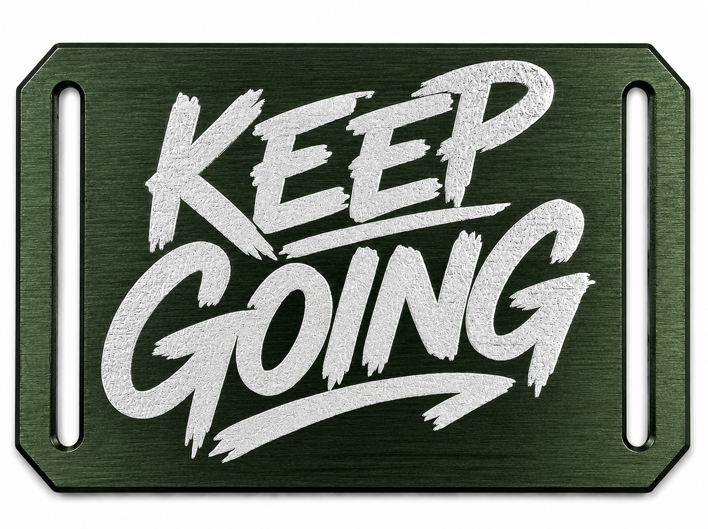CRIOS Branding Belt Young Edition "Keep Going" – Personalisierte moderne Aluminiumschnalle | Motivationsschnalle