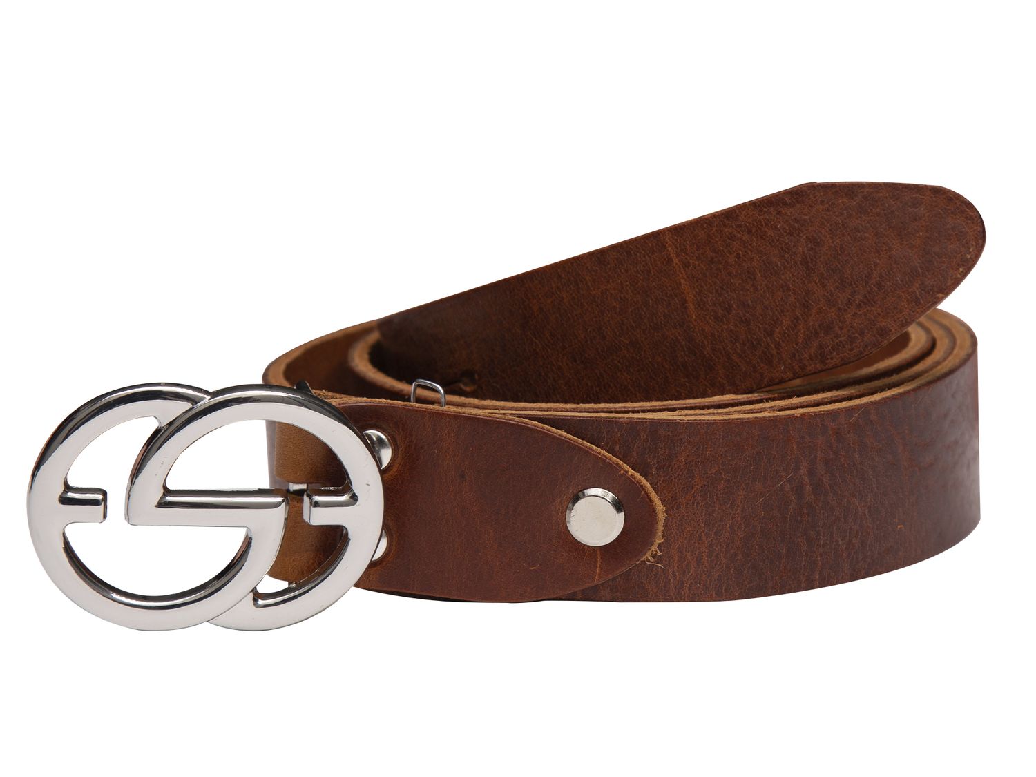 RAVE CRAFT Damen Gürtel 2 Ring Schnalle Modegürtel Cognac Braun Made in Germany