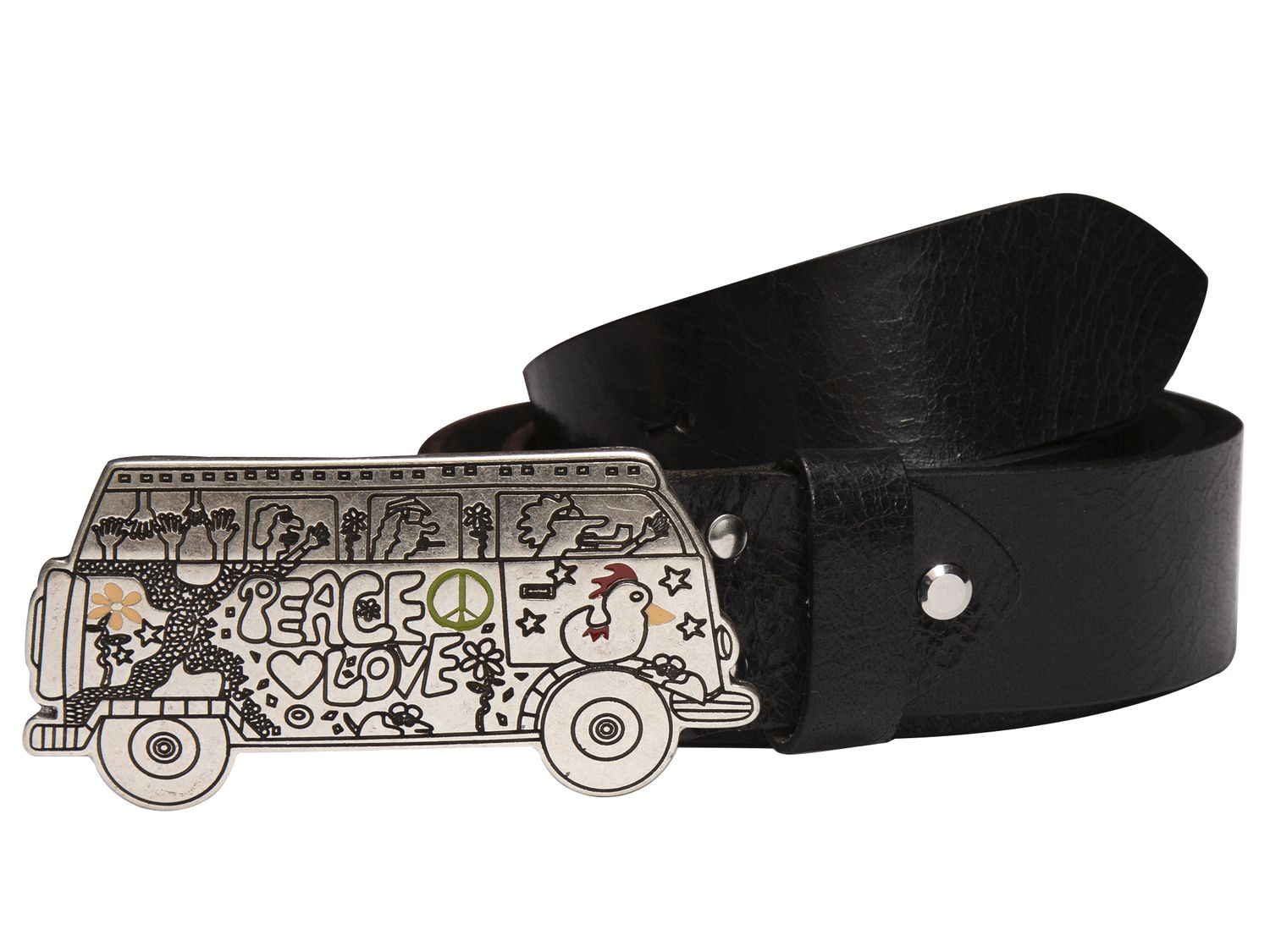 Rave-Craft Ledergürtel Gensheimer X-Art-Gürtel 66955 Silber VW Bus Schnalle